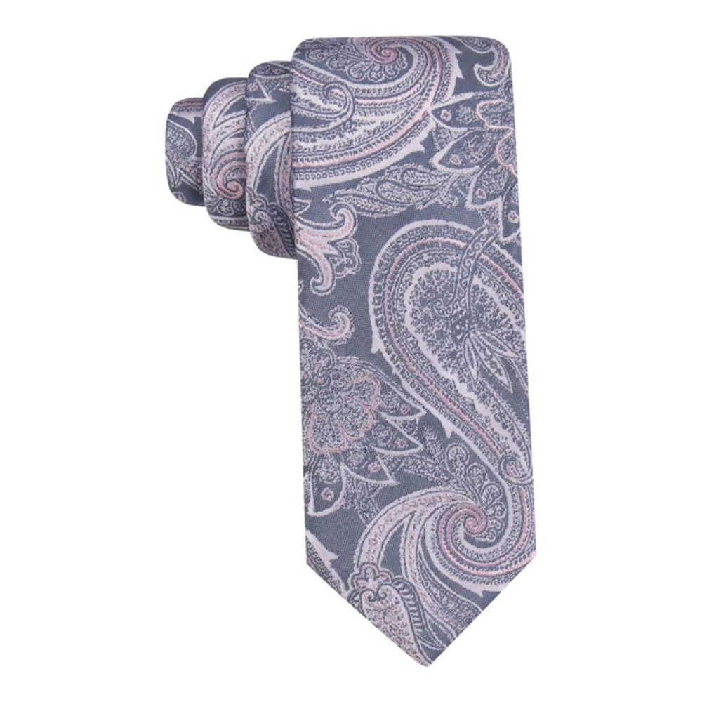 RYAN SEACREST Mens Gray Paisley Slim Neck Tie